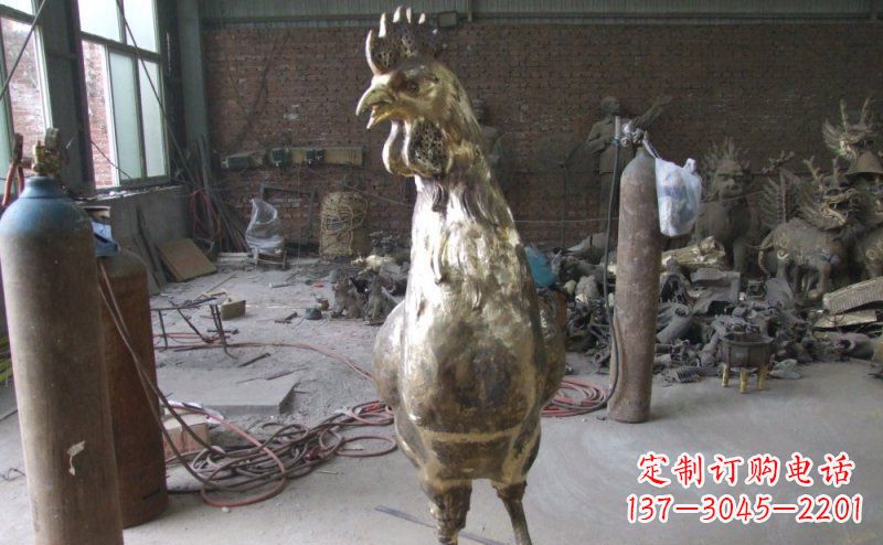 河南雕刻公鸡铜雕,铸就艺术之美