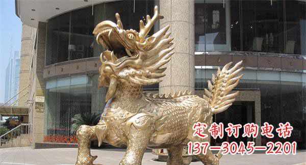 河南中领雕塑,定制精美麒麟神兽铜雕