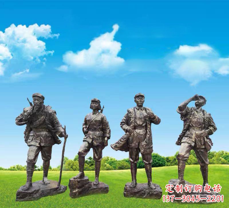 河南青铜雕刻-八路军战士雕塑