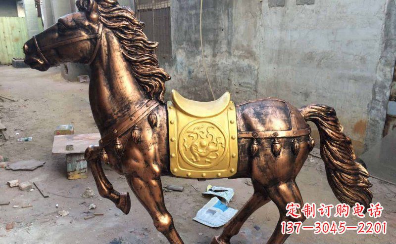 河南公园奔跑的马动物铜雕 (4)