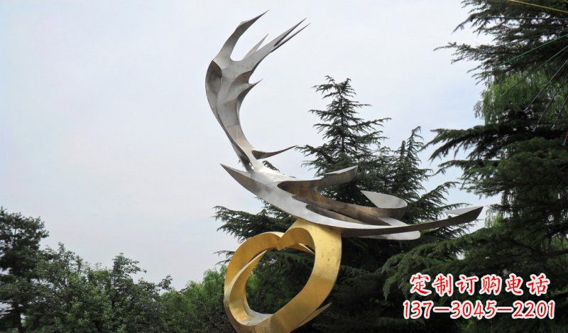 河南精美雕刻石膏抽象凤凰雕塑