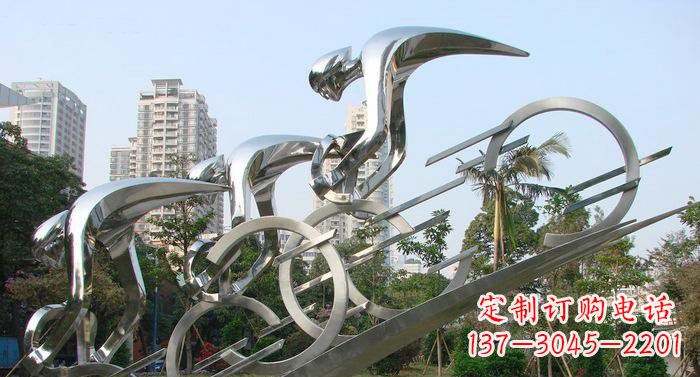 河南不锈钢自行车抽象雕塑