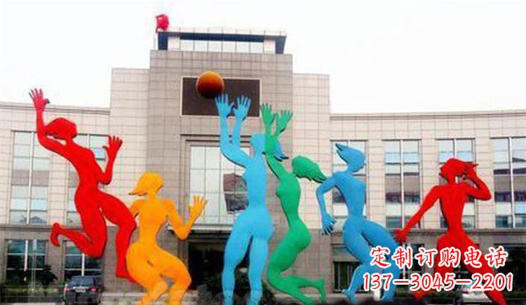 河南激情运动的写照不锈钢女孩打篮球雕塑