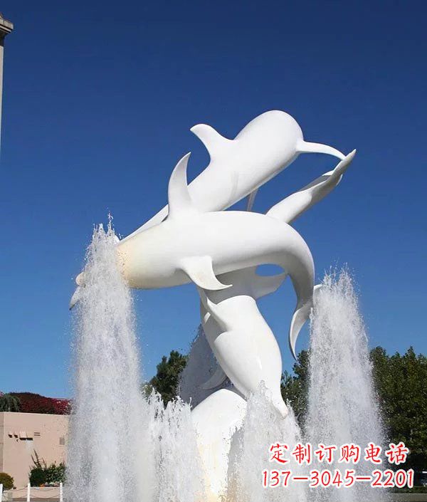 河南公园不锈钢动物海豚雕塑