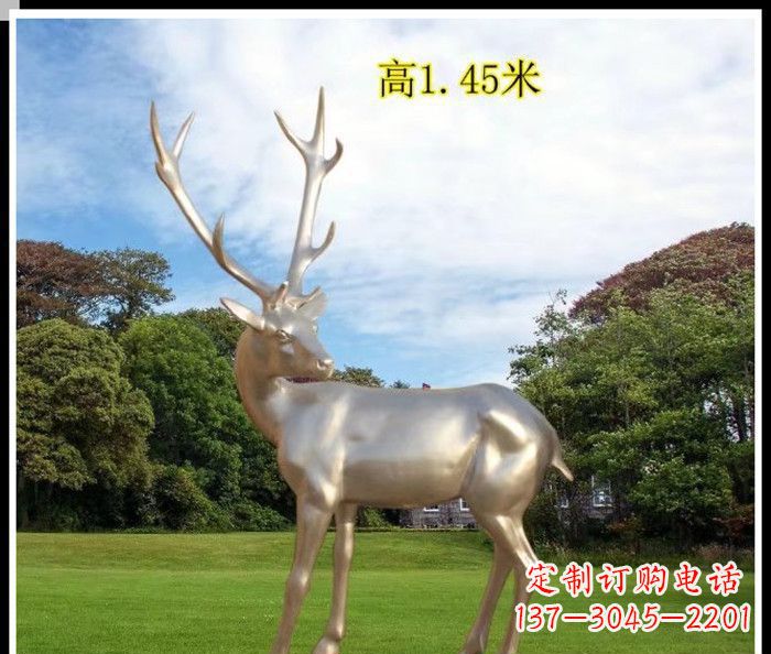 河南高端室外不锈钢巨型动物鹿雕塑