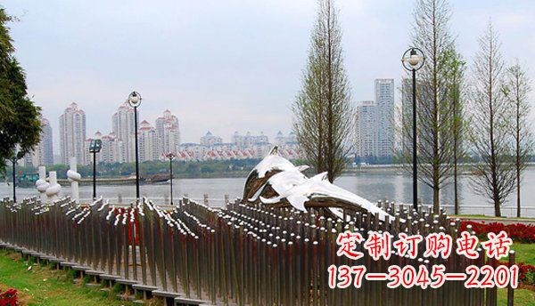 河南动物主题不锈钢海豚雕塑