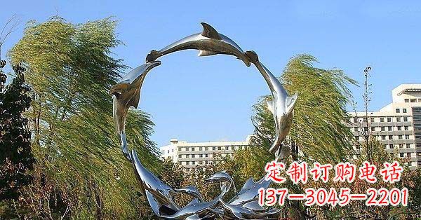 河南华丽精致的不锈钢海豚雕塑