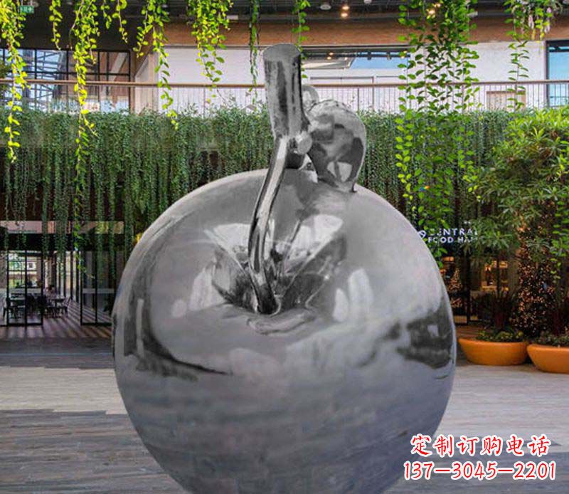 河南公园时尚不锈钢镜面苹果雕塑