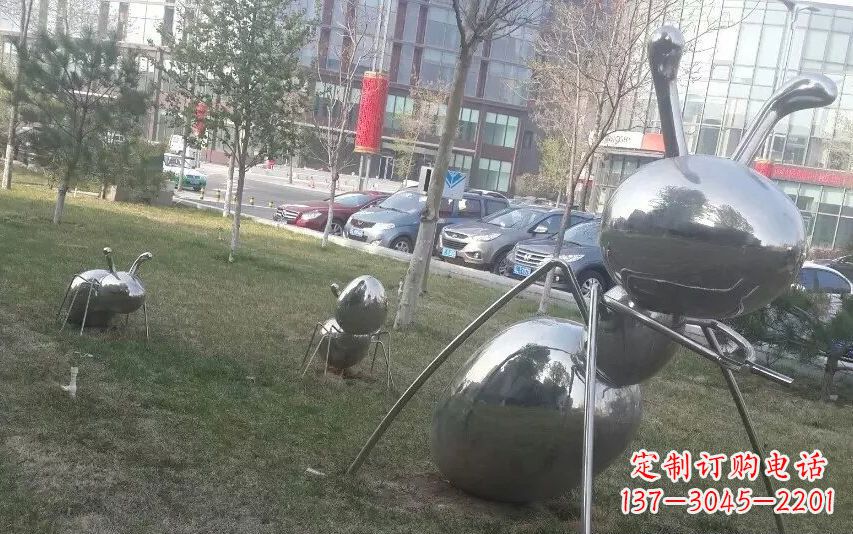 河南公园不锈钢蚂蚁雕塑