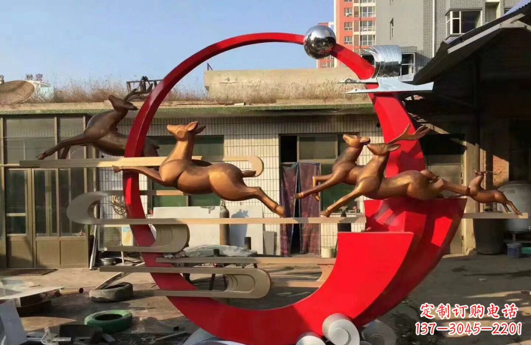 河南高端不锈钢梅花鹿雕塑