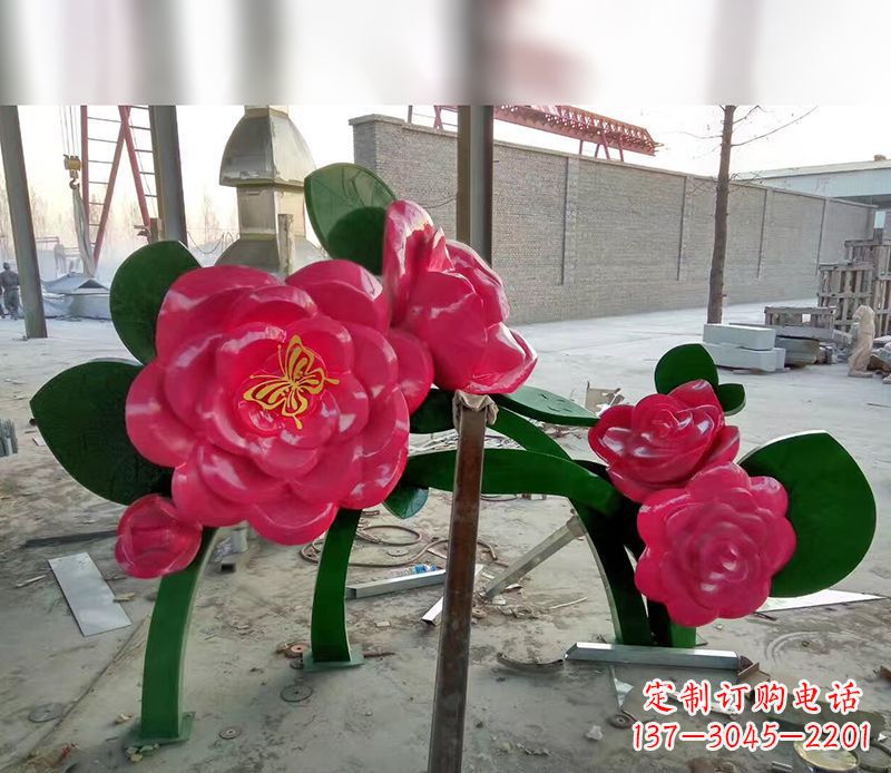 河南中领雕塑花朵般精美的不锈钢牡丹雕塑