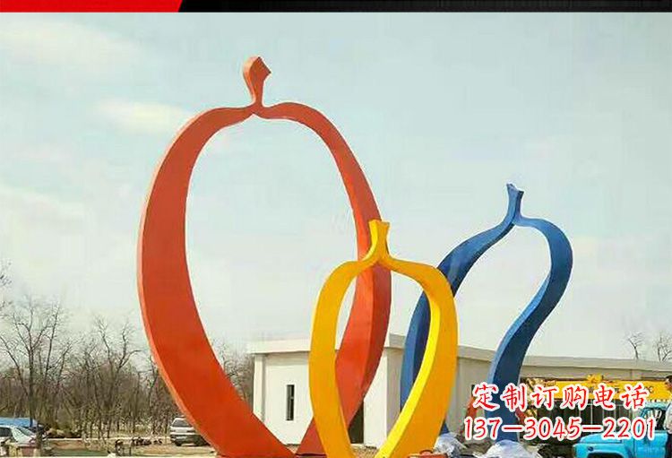 河南金光闪耀,果实成熟——不锈钢苹果雕塑