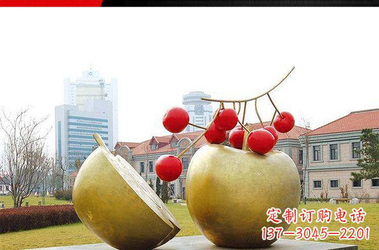 河南公园不锈钢苹果樱桃雕塑