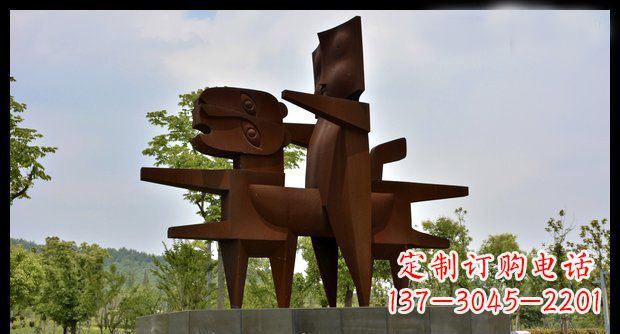 河南不锈钢人骑老虎雕塑