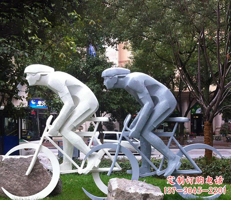 河南装饰型不锈钢骑自行车雕塑