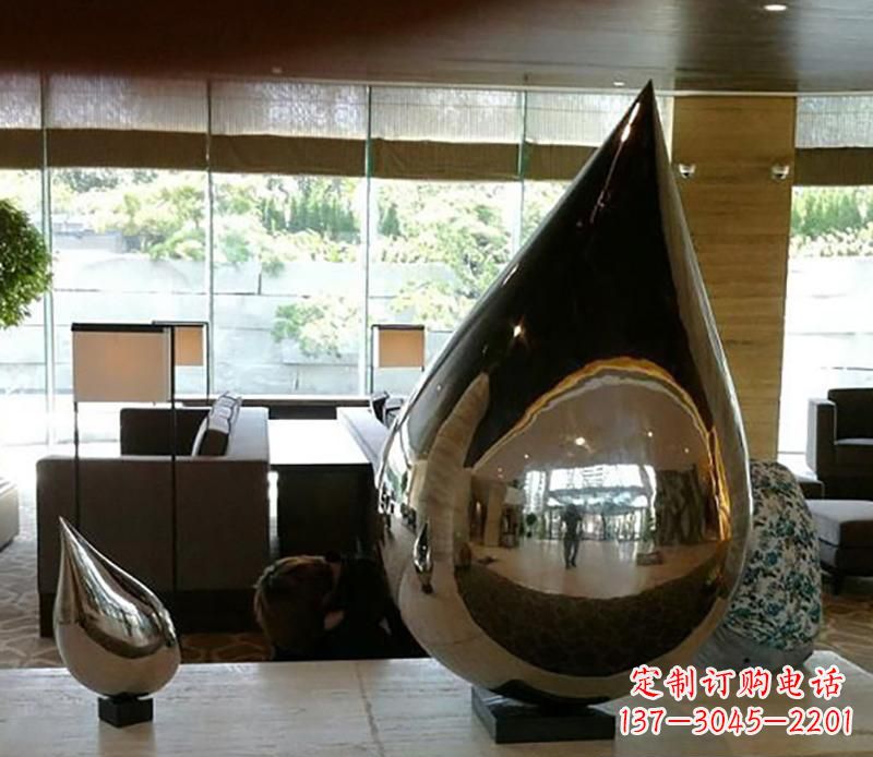 河南公园不锈钢水滴球景观雕塑