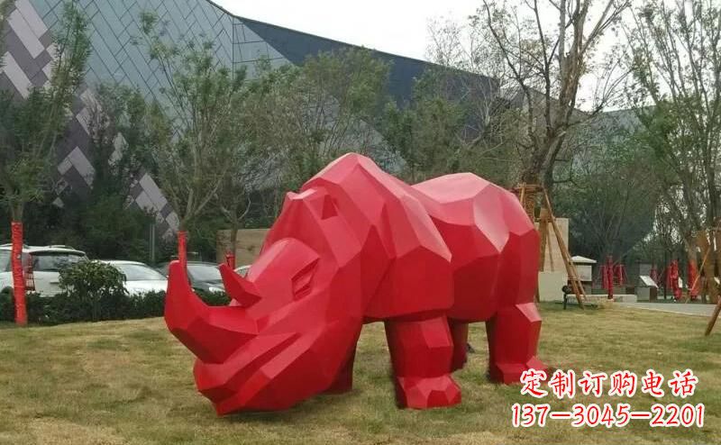 河南摩洛哥高端不锈钢犀牛雕塑