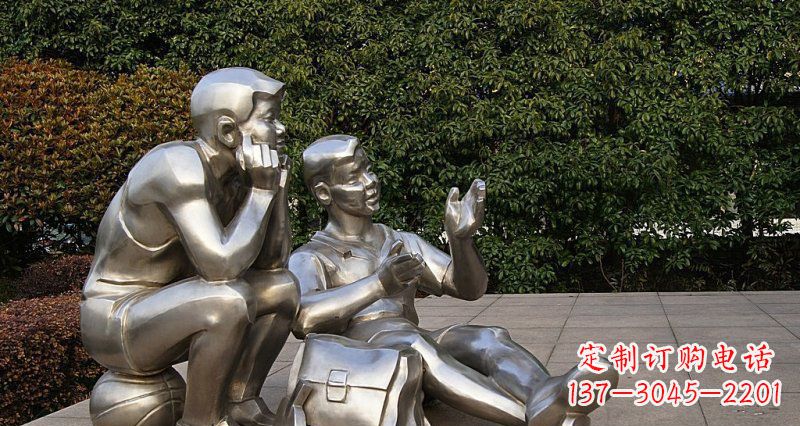 河南一起勇敢长大——不锈钢学生雕塑