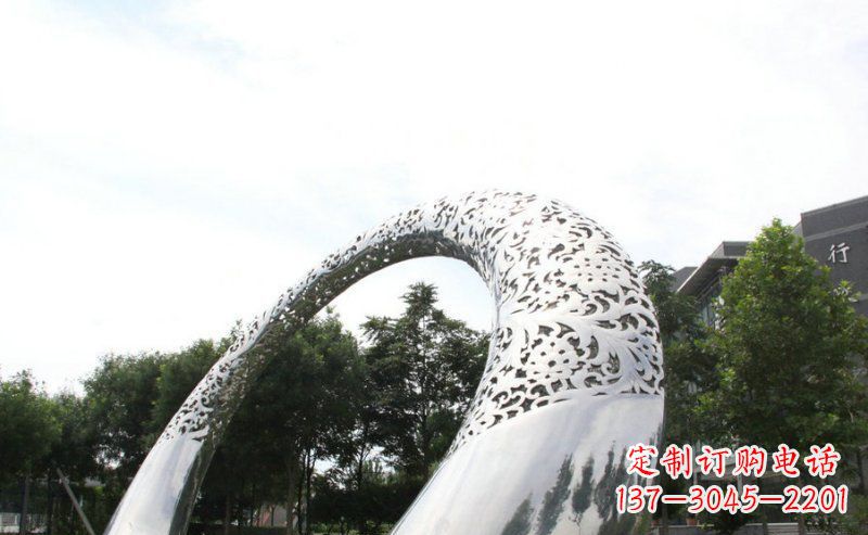 河南优雅定制不锈钢圆形拱门雕塑