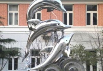 河南跳跃海豚海浪不锈钢雕塑