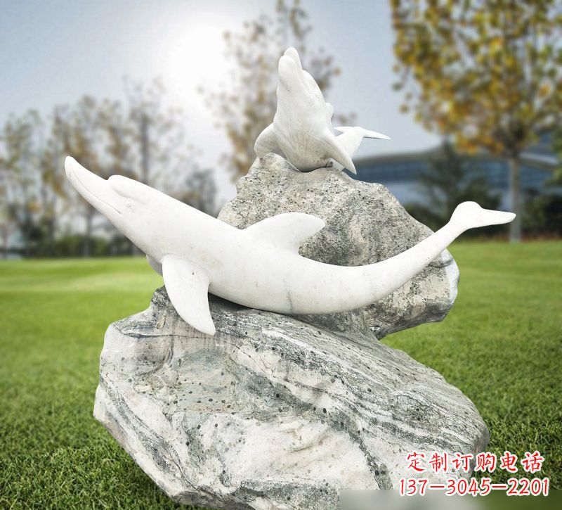 河南中领雕塑设计之海豚石雕
