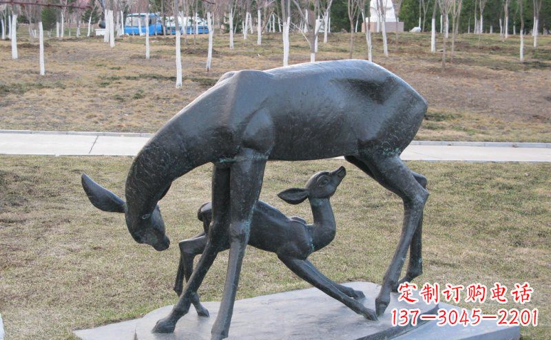 河南母子鹿铜雕艺术塑像