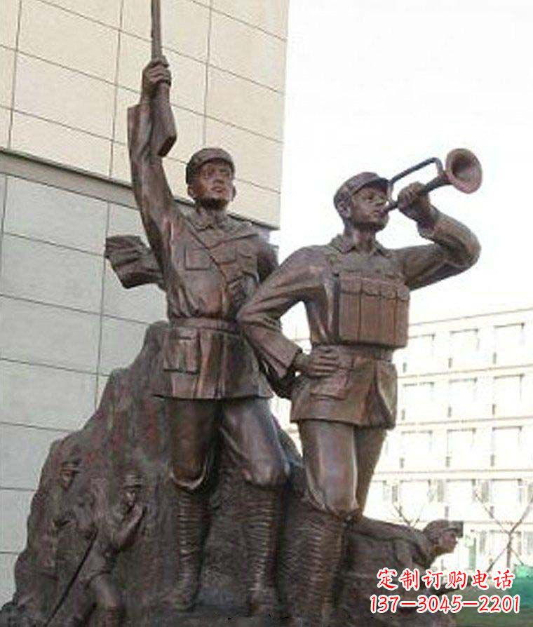 河南革命精神熠熠冲锋号铜雕