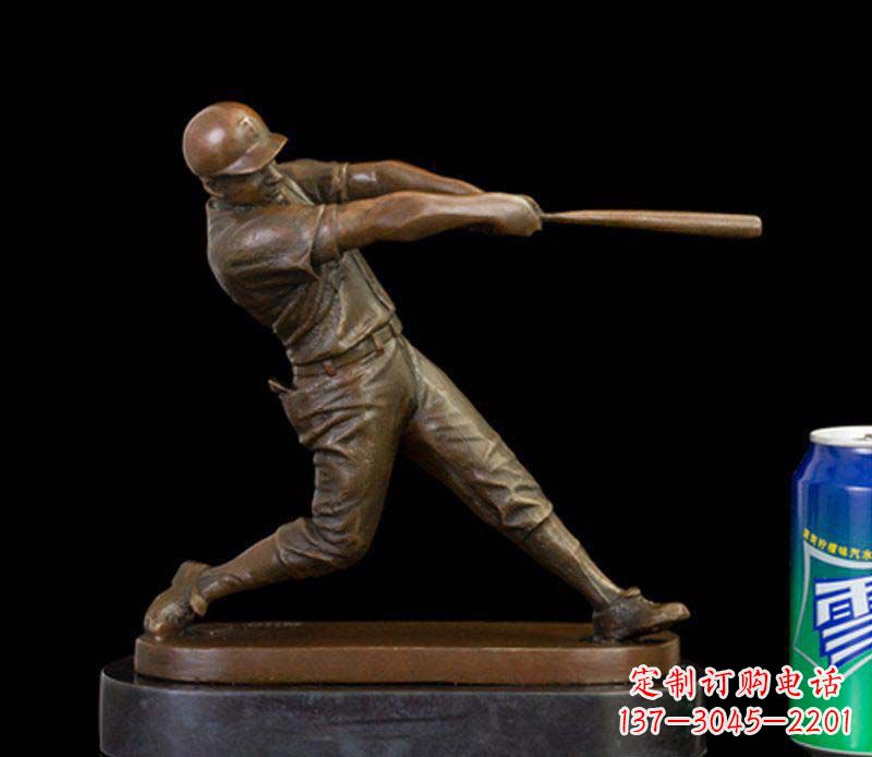 河南风采动人的人物铜雕棒球雕塑