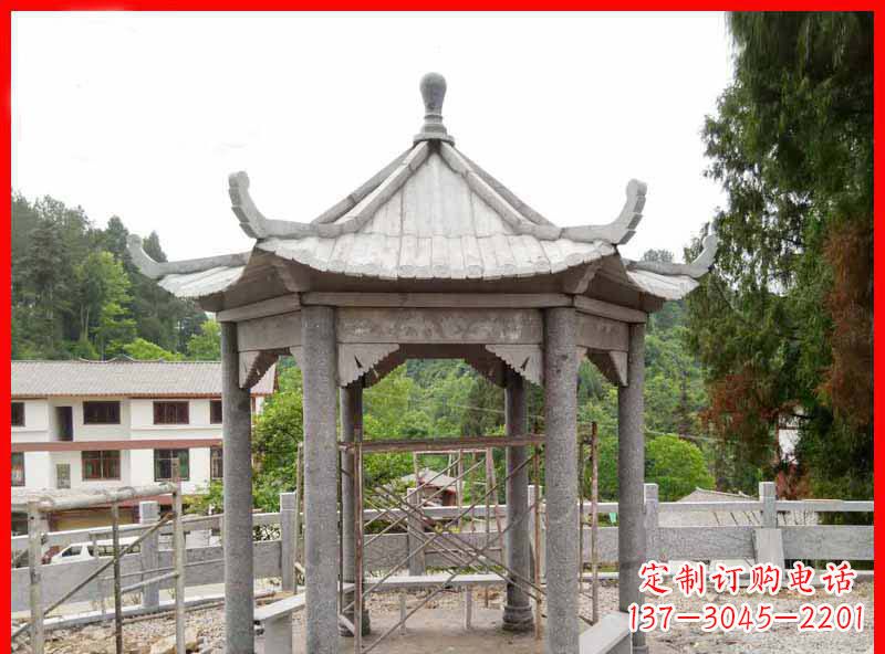 河南精美大理石六角石凉亭雕塑