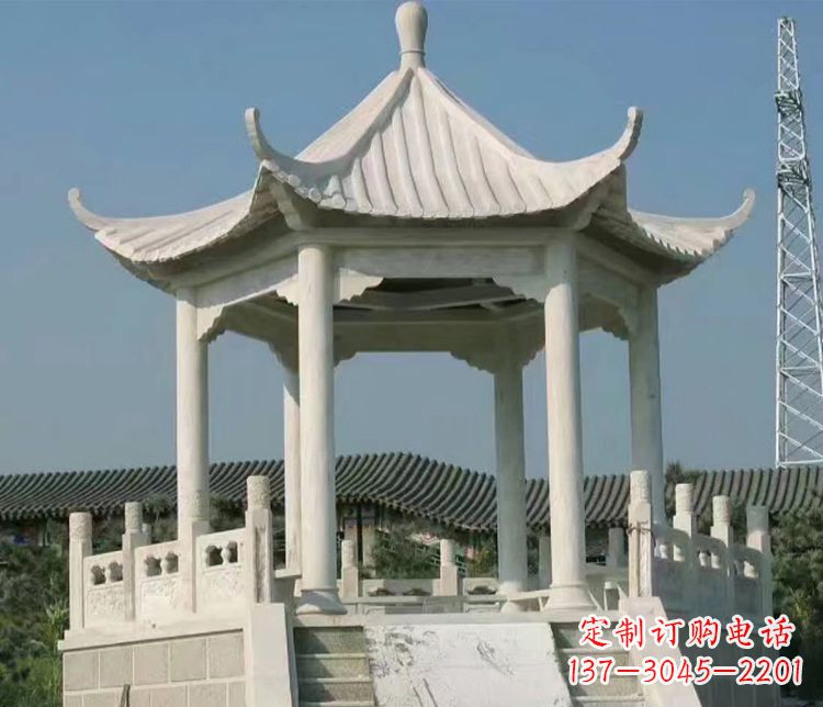河南极具视觉冲击力的大理石六角石凉亭雕塑