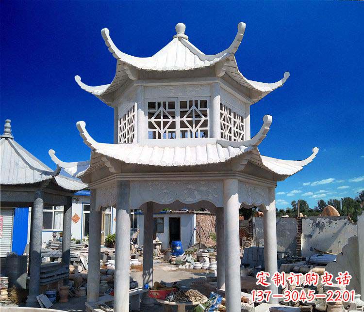 河南大理石双层凉亭雕塑