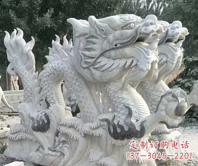 河南优雅古典大理石生肖龙雕塑