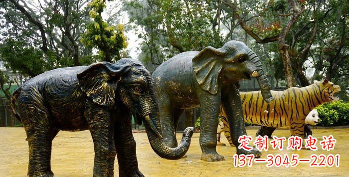 河南公园大象动物铜雕_1