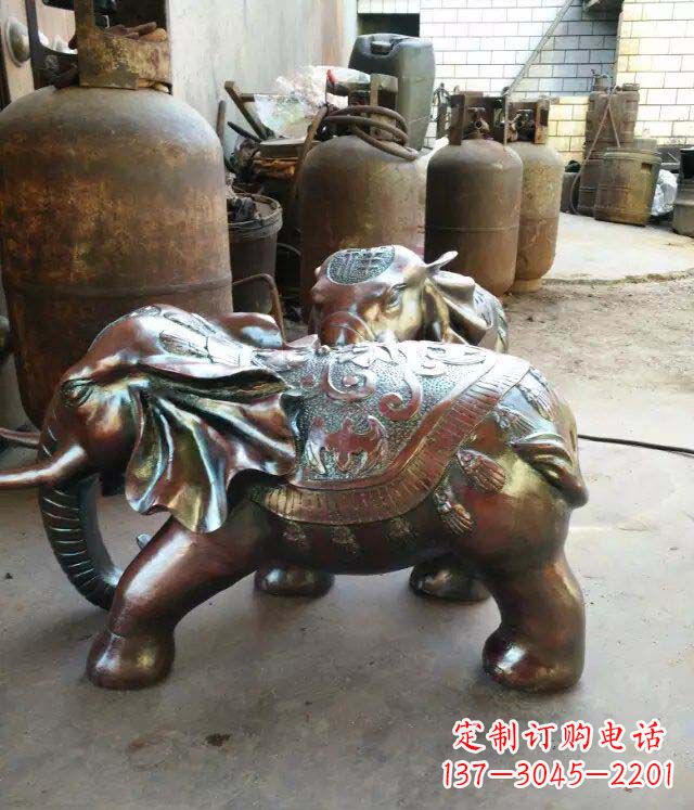河南公园大象招财动物铜雕 (2)