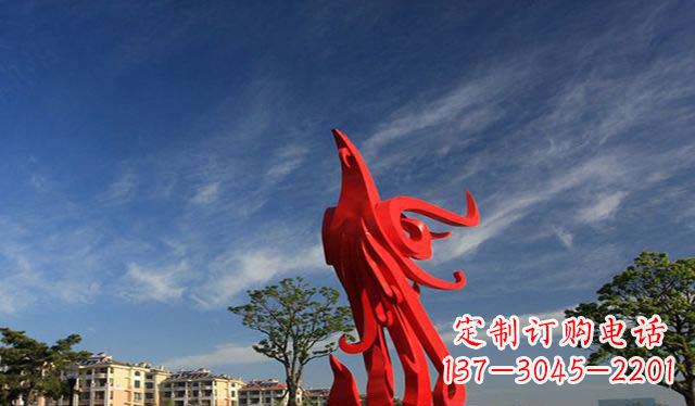 河南公园大型不锈钢凤凰雕塑