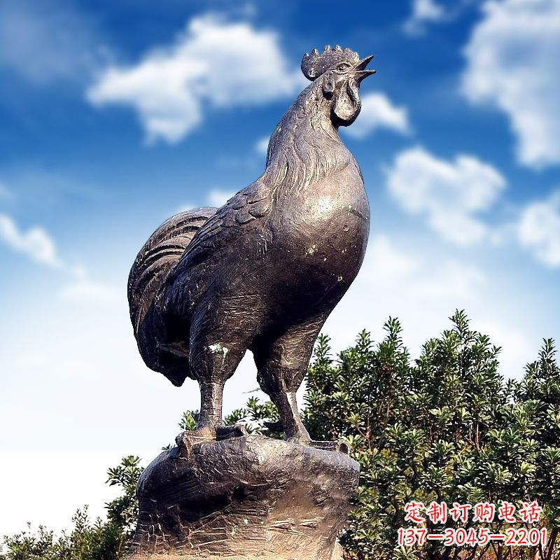 河南威风凛凛的大型铸铜酉鸡雕塑