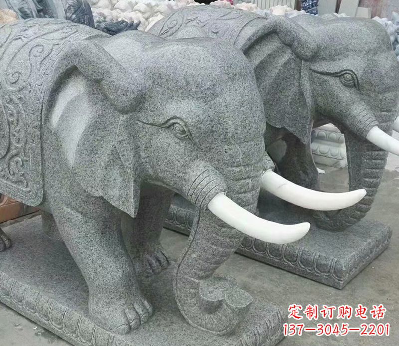 河南公园动物大理石大象石雕 (6)