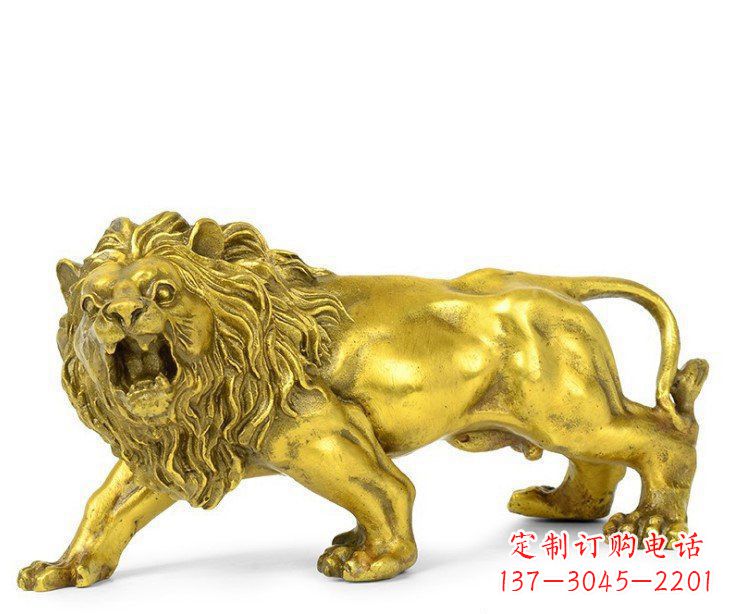 河南黄铜鎏金狮子雕塑——象征力量的艺术精品