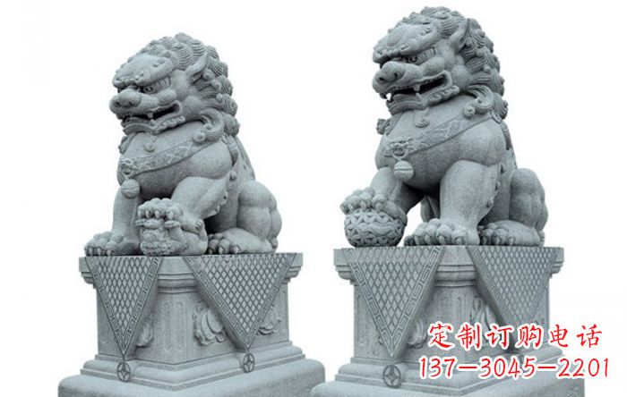 河南公园动物青石狮子石雕