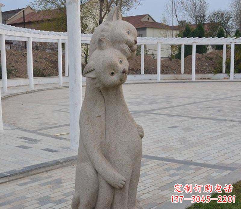 河南精美小猫石雕,让您的公园更加美丽