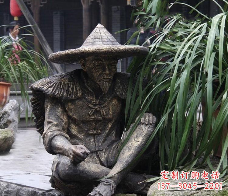 河南中领雕塑定制——古典经典“渔翁”铜雕