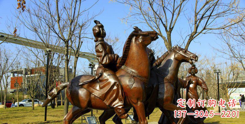 河南公园古代女人骑马景观铜雕