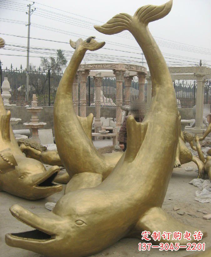河南海豚铜雕 精美装饰