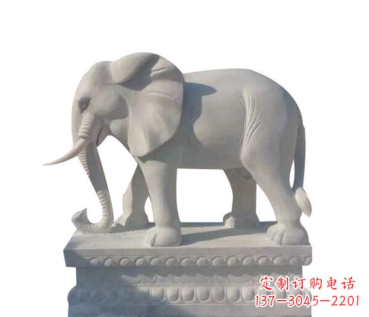 河南公园汉白玉大象动物石雕