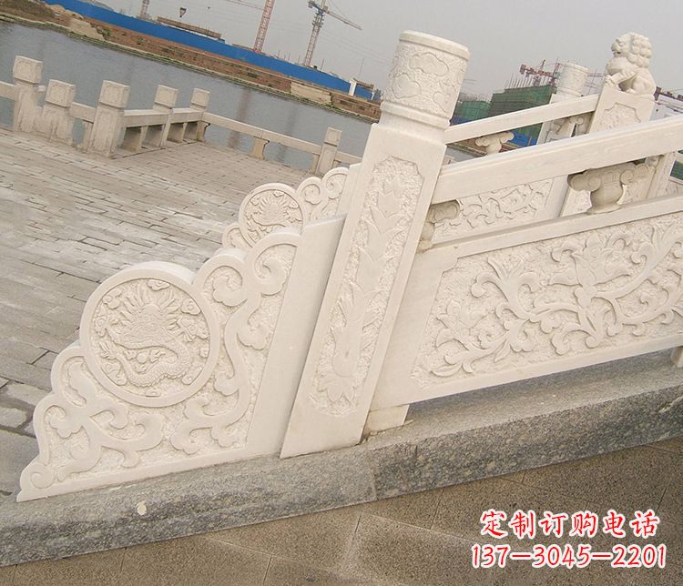 河南汉白玉精美园林栏板雕塑