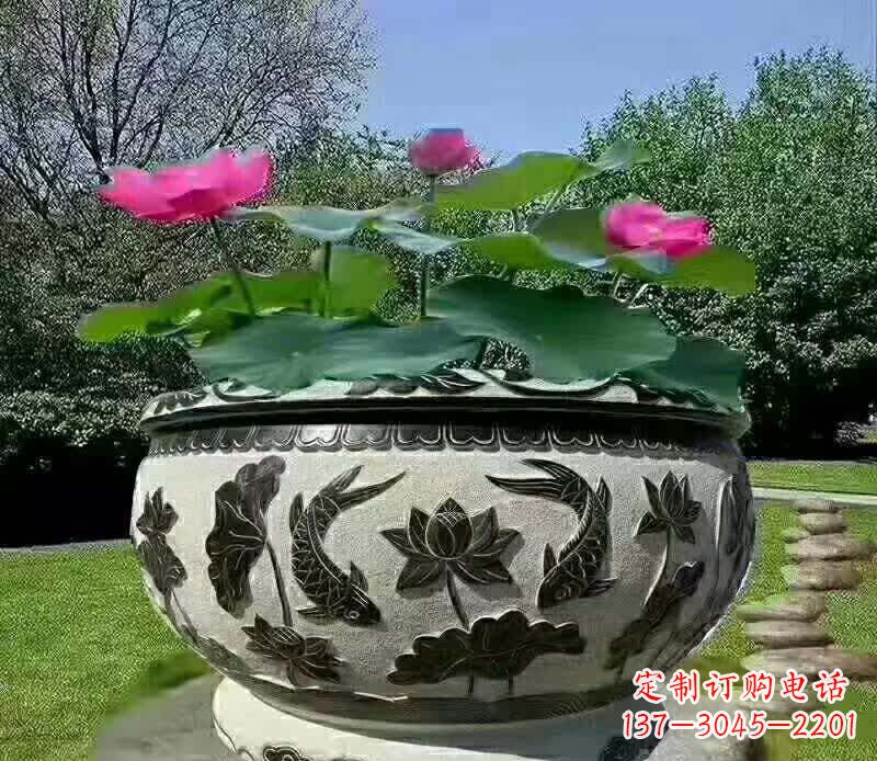 河南唯美鲤鱼水缸雕塑