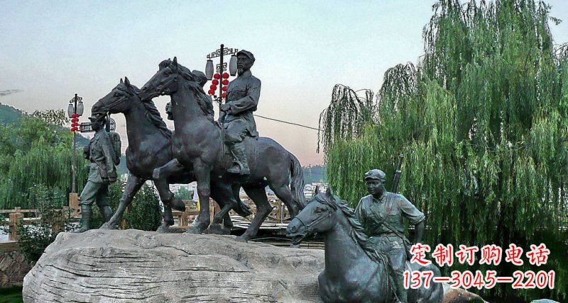 河南公园红军骑马景观铜雕