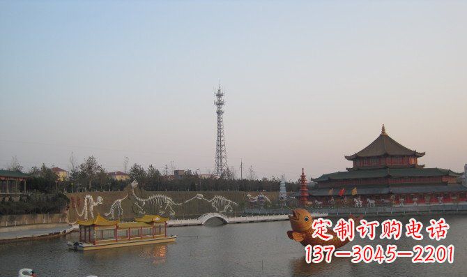河南静谧自然,金鱼铜雕精美绝伦