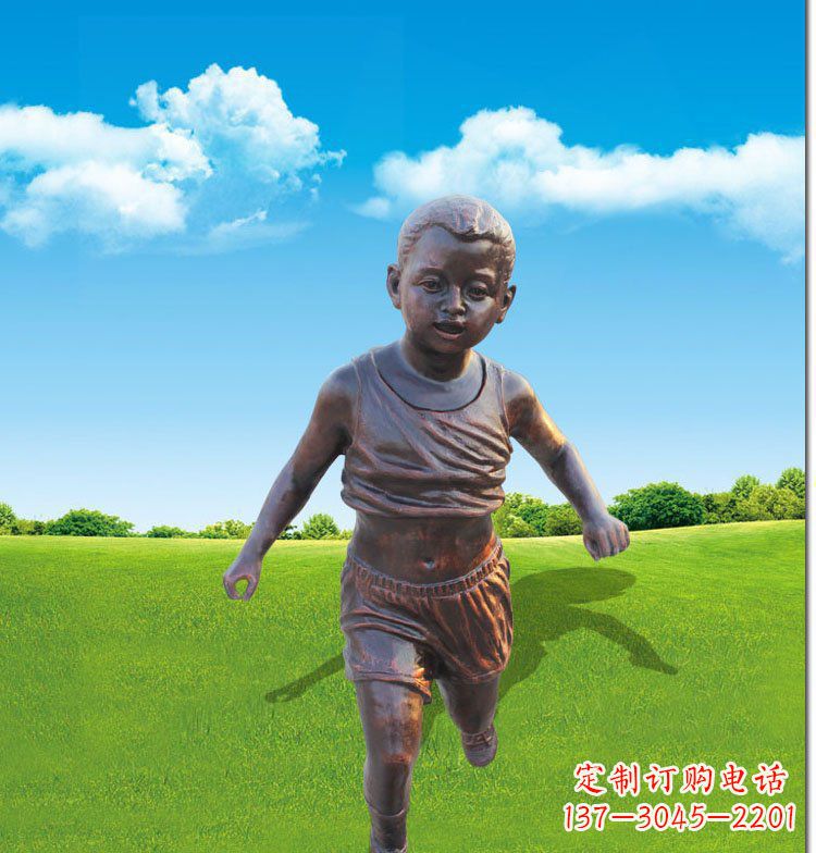 河南优雅玻璃钢仿铜儿童雕塑