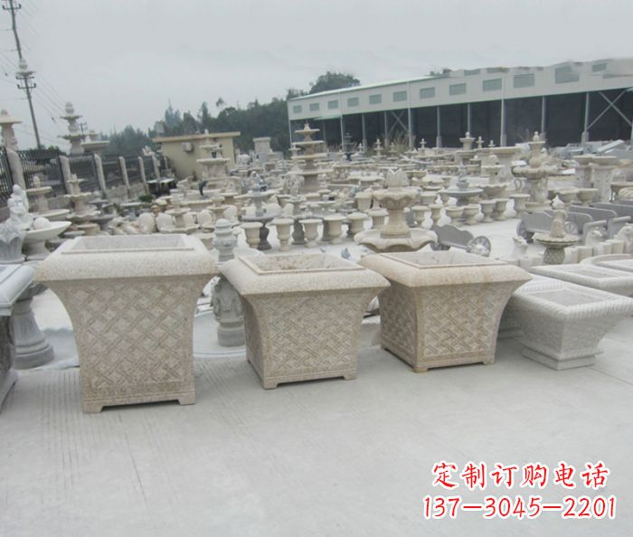 河南优雅花盆大理石雕塑